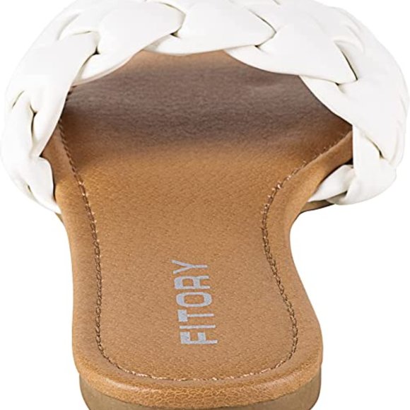 Fitory - Braided Strap flat sandals slip on slippers - White Size 7 US - Picture 5 of 6
